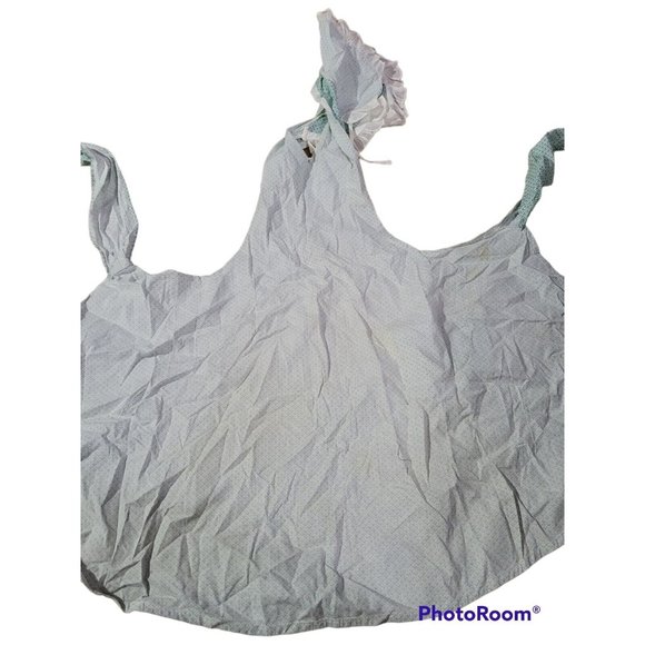 1930s 40s Flour Sack Bib Kitchen Apron Ruffled Collar Pocket Ties Green Vtg - Picture 5 of 7